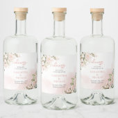 Moderne Boho blush roze bloemengoud schittert Likeurfles Etiket (Flessen)