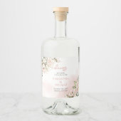 Moderne Boho blush roze bloemengoud schittert Likeurfles Etiket (Voorkant)