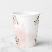 Moderne Boho blush roze bloemengoud sparkle bruilo Papieren Bekers (Rechts)