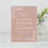 Moderne Boho Blush Roze Botanische Fotobruiloft Save The Date (Staand voorkant)
