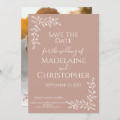 Moderne Boho Blush Roze Botanische Fotobruiloft Save The Date (Voorkant / Achterkant)