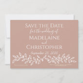 Moderne Boho Blush Roze Botanische Fotobruiloft Save The Date (Voorkant)