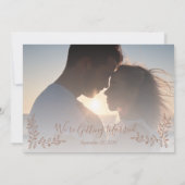 Moderne Boho Blush Roze Botanische Fotobruiloft Save The Date (Achterkant)