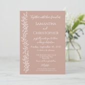 Moderne Boho Blush Roze Botanische Minimal Wedding Kaart (Staand voorkant)