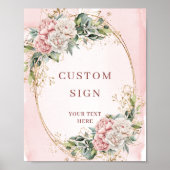 Moderne Boho Blush Roze Groene Aangepaste Bord Poster (Voorkant)
