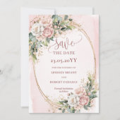 Moderne Boho Blush Roze Groene Opslagdatum Save The Date (Voorkant)