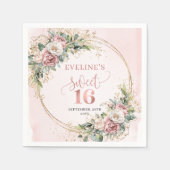Moderne Boho Blush Roze Groene Sweet 16 Servetten (Voorkant)