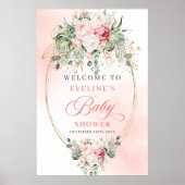 Moderne Boho Blush Rozen Baby Shower Welkom Poster (Voorkant)