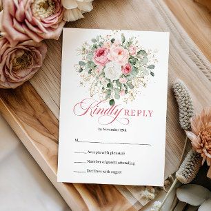 Moderne Boho Blush Rozen Groene Huwelijks RSVP Kaa Kaartje