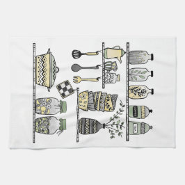 Moderne Boho boerderij keuken plank illustratie Theedoek