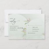 Moderne boho boho stoffige groene eucalyptus blush RSVP kaartje (Voorkant)