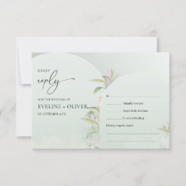 Moderne boho boho stoffige groene eucalyptus blush RSVP kaartje