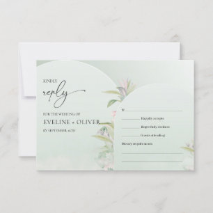 Moderne boho boho stoffige groene eucalyptus blush RSVP kaartje