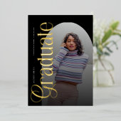 Moderne Boho Boog 2 Foto's Afstuderen Folie Uitnodiging (Staand Voorkant)