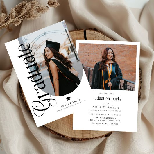 Moderne Boho Boog 2 Foto's Afstuderen Kaart