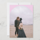 Moderne boho boog 2 foto's bruiloft retro roze kaart (Achterkant)