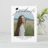 Moderne Boho Boog 4 Foto's Afstudeer Uitnodiging (Staand voorkant)