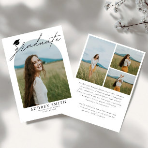Moderne Boho Boog 4 Foto's Afstudeer Uitnodiging