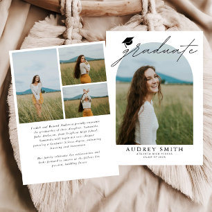 Moderne Boho Boog 4 Foto's Afstudeer Uitnodiging
