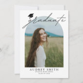 Moderne Boho Boog 4 Foto's Afstudeer Uitnodiging (Voorkant)