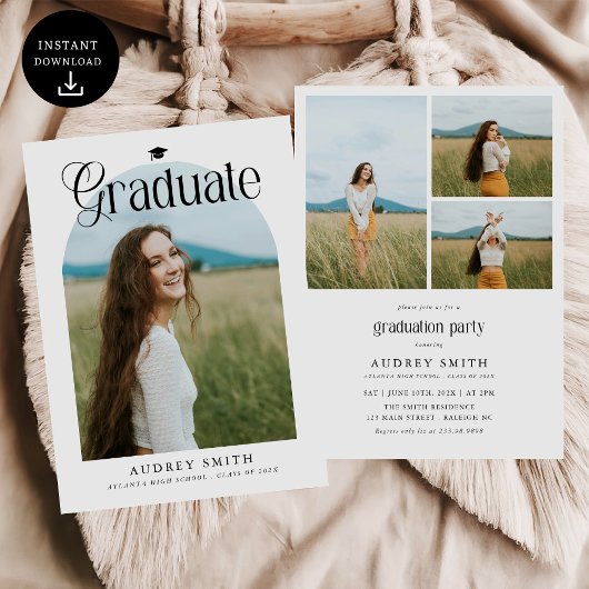 Moderne Boho Boog 4 Foto's Afstuderen Kaart