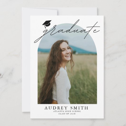 Moderne Boho Boog 6 Foto's Afstudeer Uitnodiging (Voorkant)