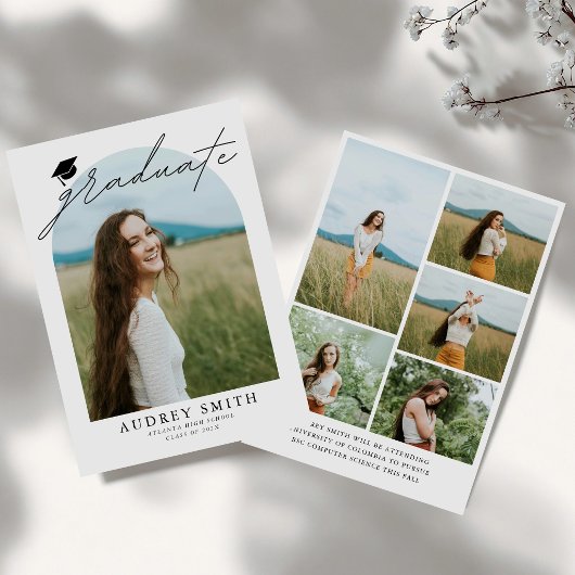 Moderne Boho Boog 6 Foto's Afstudeer Uitnodiging