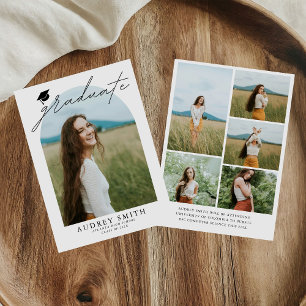 Moderne Boho Boog 6 Foto's Afstudeer Uitnodiging
