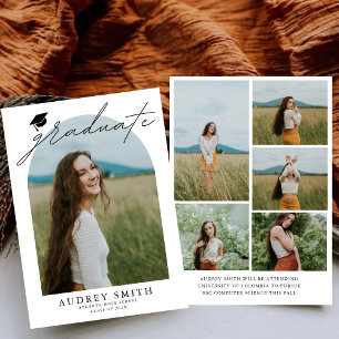 Moderne Boho Boog 6 Foto's Afstudeer Uitnodiging