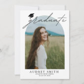 Moderne Boho Boog 6 foto's Afstudeeruitnodiging Kaart (Voorkant)