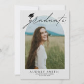 Moderne Boho Boog 6 Foto's Afstudeeruitnodiging Kaart (Voorkant)