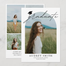 Moderne Boho Boog 6 Foto's Afstudeeruitnodiging Kaart