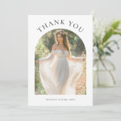 Moderne Boho Boog Bruidsmeisje Typografie Bedankkaart (Staand voorkant)