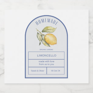 Moderne Boho boog citroenen Limoncello bruiloft fl Likeurfles Etiket