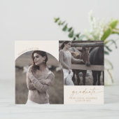 Moderne Boho Boog Crème Afstudeerfoto 3 Afstudeerf Aankondiging (Staand voorkant)