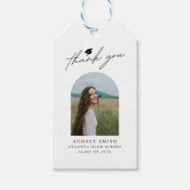 Moderne Boho Boog Foto Afstudeer Dankjewel Cadeaulabel