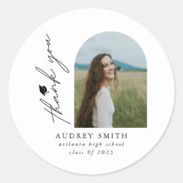 Moderne Boho Boog Foto Afstudeer Dankjewel Ronde Sticker