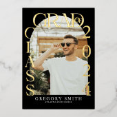 Moderne Boho Boog Foto Afstudeer Uitnodiging (Voorkant)