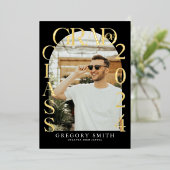 Moderne Boho Boog Foto Afstudeer Uitnodiging (Staand Voorkant)