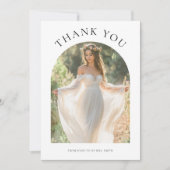 Moderne Boho Boog Foto Bruidsfeest Typografie Bedankkaart (Voorkant)