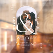 Moderne boho boog foto bruiloft wit welkom raamsticker (Vel 2)