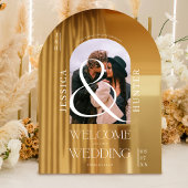 Moderne boho boog foto bruiloft wit welkom raamsticker