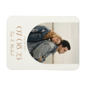 Moderne Boho Boog Foto Ivoor Tan Save the Date Magneet (Horizontaal)