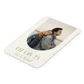 Moderne Boho Boog Foto Ivory Tan Save the Date Magneet (Linkerzijde)