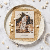 Moderne Boho boog foto minimalistische bruiloft Save The Date