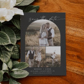 Moderne Boho Boog | Grijze Fotocollage Save The Date