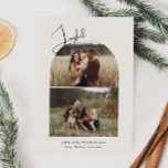 Moderne boho boog groen blije twee foto feestdagenkaart<br><div class="desc">Vier de vreugde van het seizoen met deze moderne boho boog groen vreugdevolle twee foto vakantie kaart. Het unieke en chique bewerkbare script creëer is een vleugje charme en individualiteit. Het eenvoudige, elegante zwart-wit ontwerp, met een klassieke bohemian boog lijst, roept een grillige winterambiance op. Het minimale en delicate feestelijke...</div>