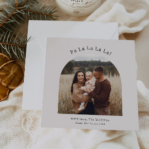 Moderne boho boog groen fa la la la la one foto feestdagenkaart