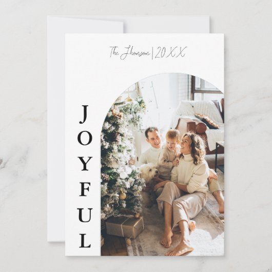 Moderne Boho boog Kerstmis familie foto vreugdevol Kaart (Voorkant)