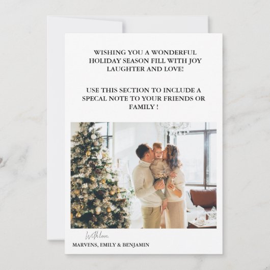 Moderne Boho boog Kerstmis familie foto vreugdevol Kaart (Achterkant)